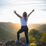 A woman hiking